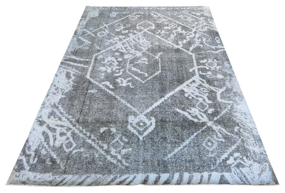 7'10x11'4 Hand Knotted Overdyed Gray Persian Tabrez Oriental Rug
