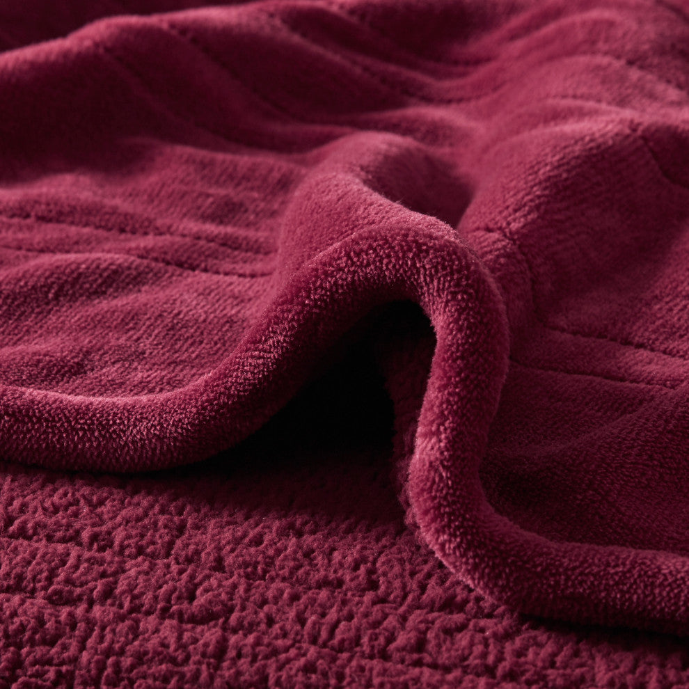 Beautyrest Solid Microlight Heated Blanket, Red, Full