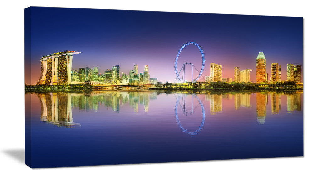 Singapore Skyline and Blue Sky, Cityscape Canvas Art Print, 32"x16"