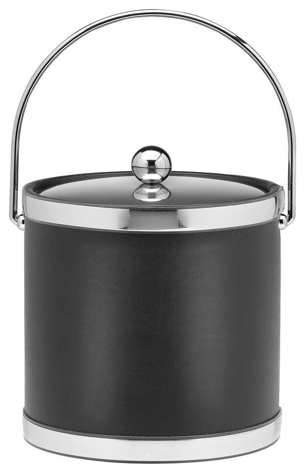 Kraftware Sophisticates Ice Bucket With Metal Cover, Black With Polished Chrome