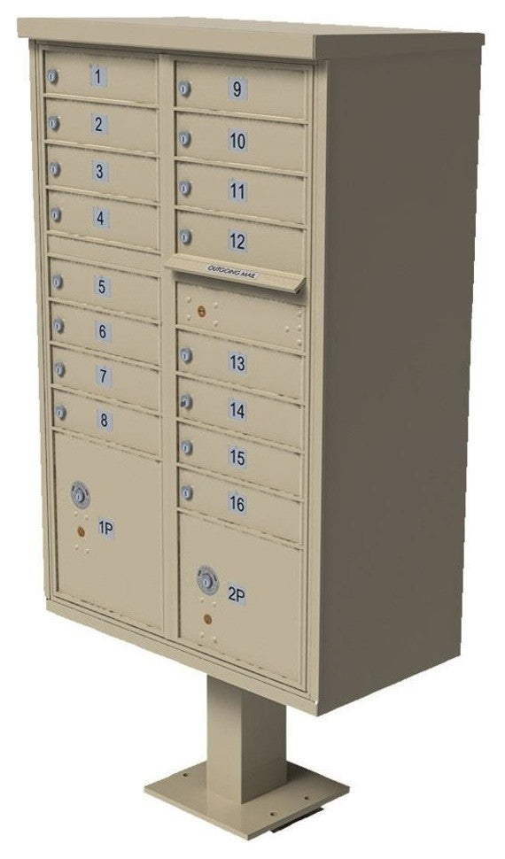 1570 16-Door Cluster Box Unit, Sandstone