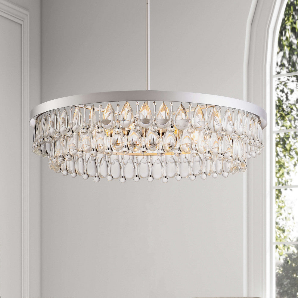 Mia Crystal 6-light Chandelier, Matte Silver