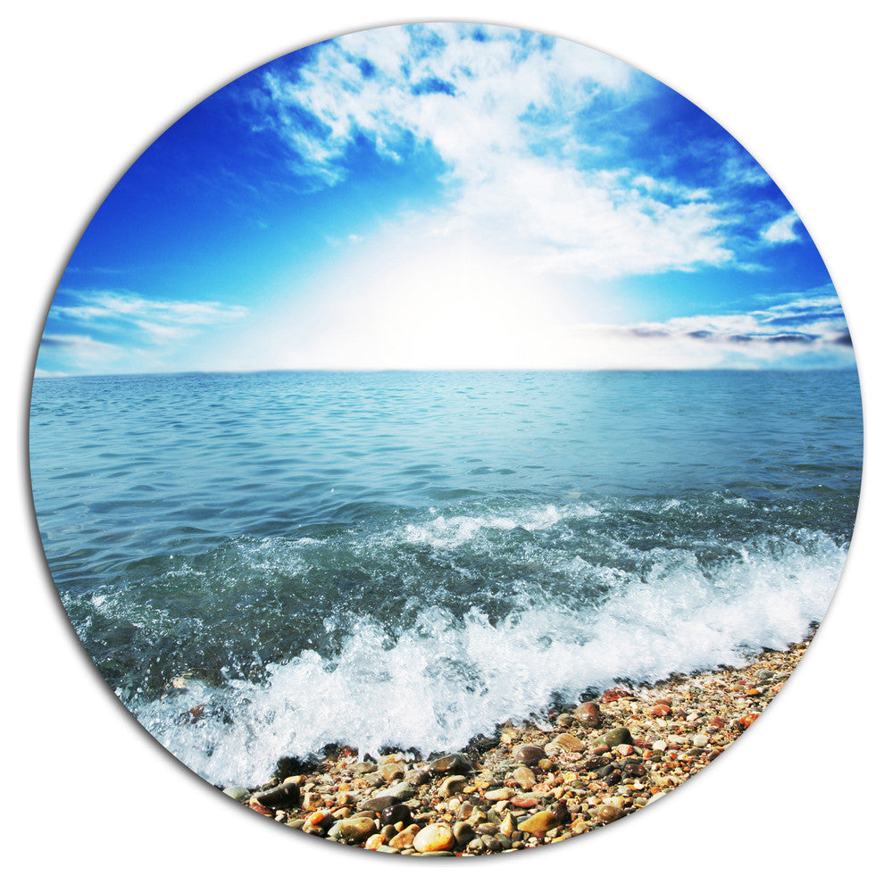 Crystal Clear Blue Sea Waves, Seashore Large Disc Metal Wall Art, 11"
