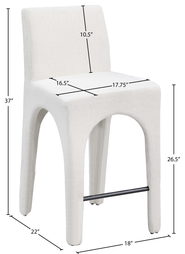 Gramercy Linen Textured Fabric Stool, Cream