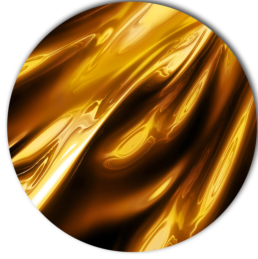 Liquid Gold Texture Pattern, Abstract Large Disc Metal Wall Art, 36"