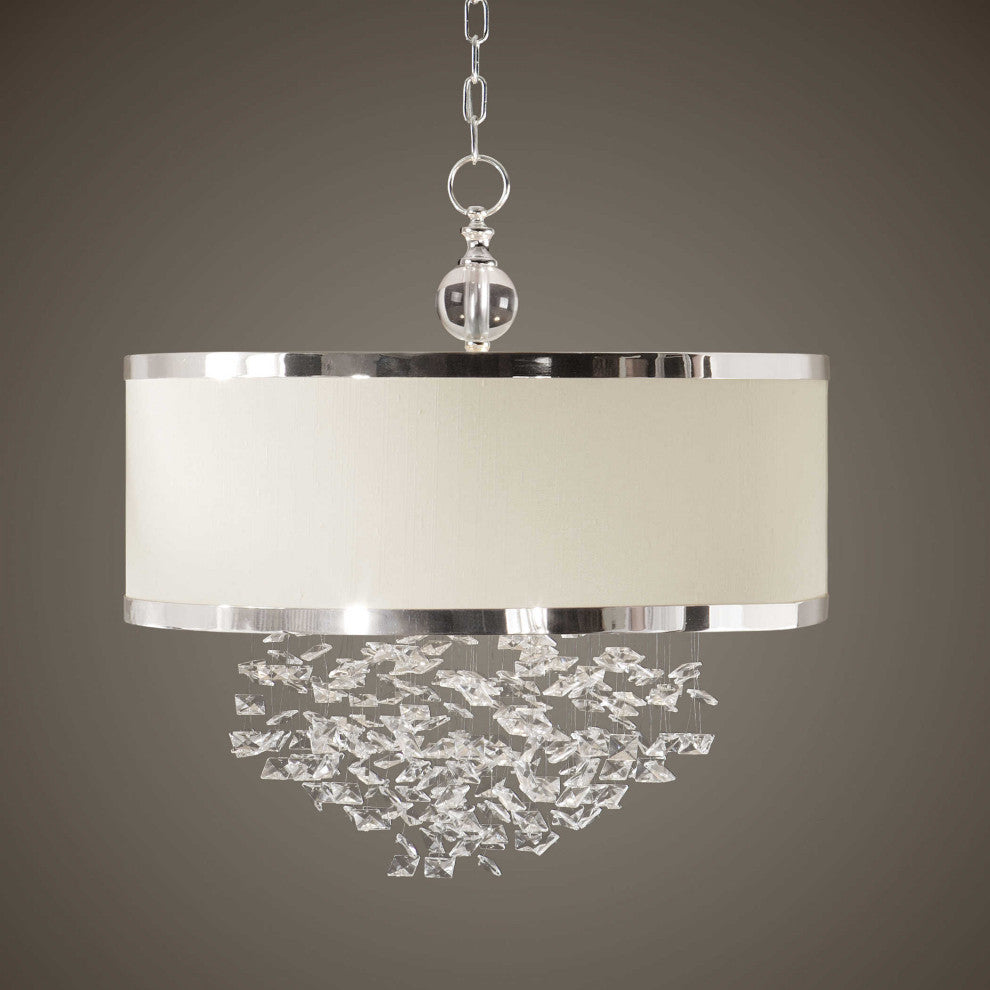 22" Crystal Cascade Drum Shade Chandelier