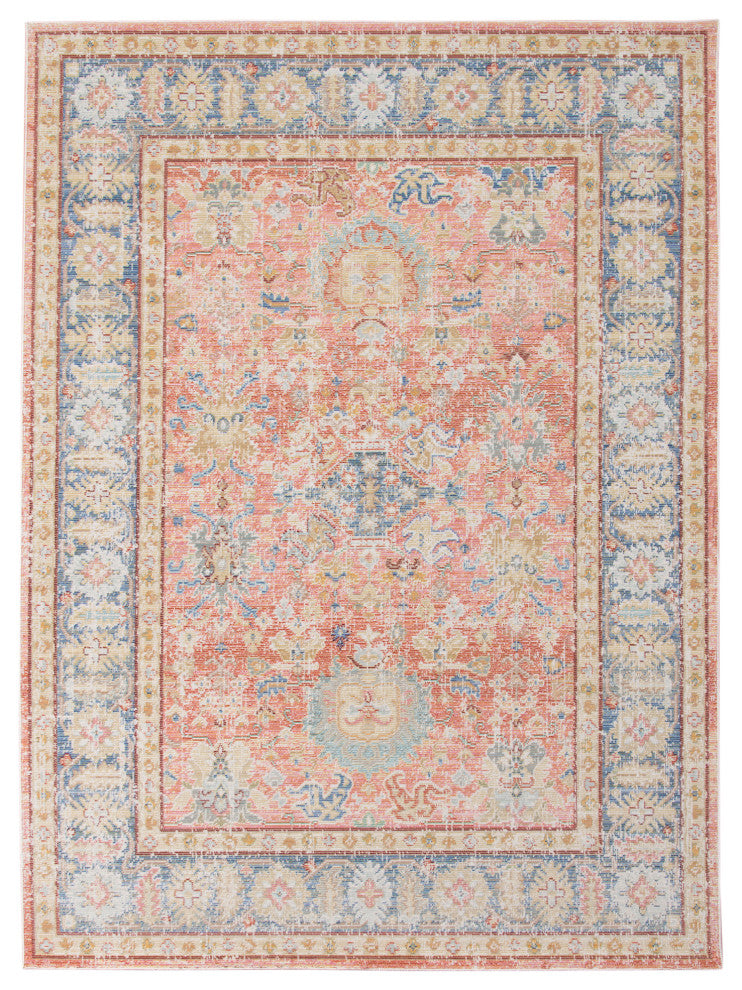 Century Reuda Area Rug, Coral Pink, 9' x 13', Bordered