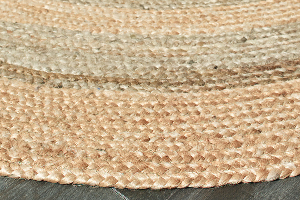 Two Toned Organic Jute Area Rug, 6' Round