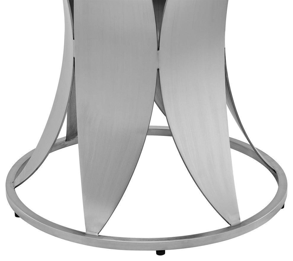 Petal Modern Glass and Stainless Steel Round Pedestal Dining Table