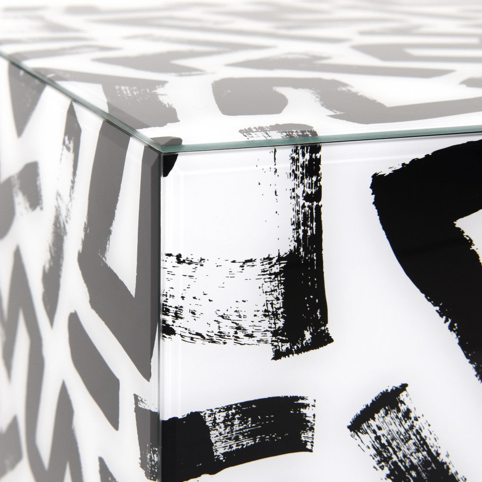 Intertwined Ibeveled Art Glass Cocktail Table With Plinth Base