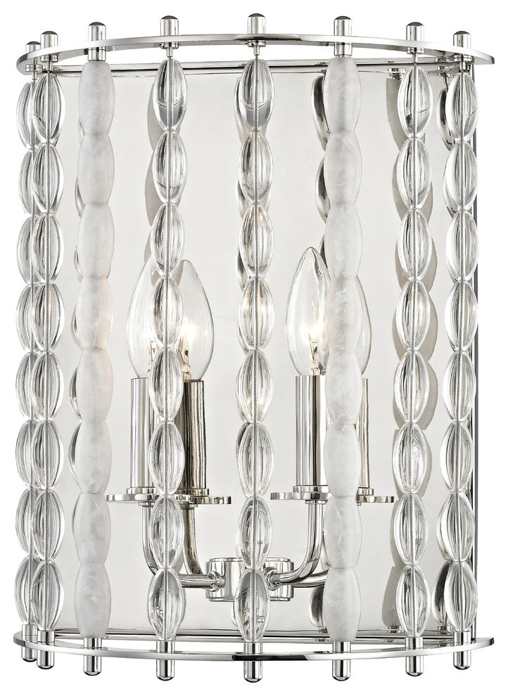 Whitestone 2 Light Wall Sconce, Polished Nickel Finish