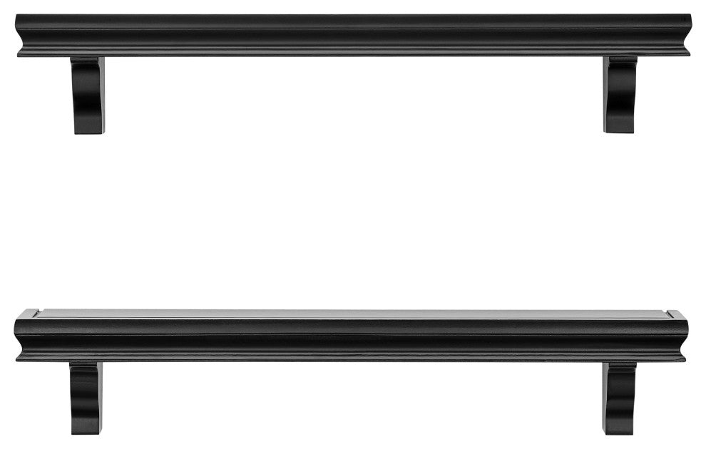 Danya B. Decorative 24" Floating Wall Decor Display Shelves, Set of 2, Black