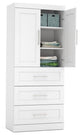 Bestar Pur 36W Wardrobe with Drawers in White - Engineered Wood