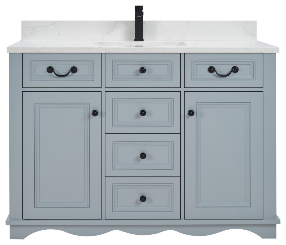 Legion Furniture WS2512 Series Bathroom Sink Vanity, Cadet, 48", Artificial Stone Top, Single Sink