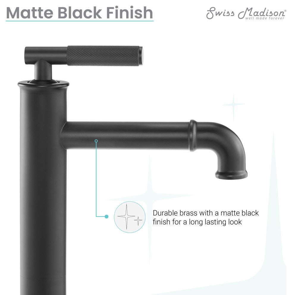 Avallon Single Hole Sleek, High Arc Bathroom Faucet, Matte Black