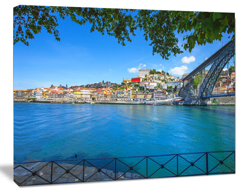 Douro River and Iron Bridge Portugal, Landscape Canvas Art, 60"x28"