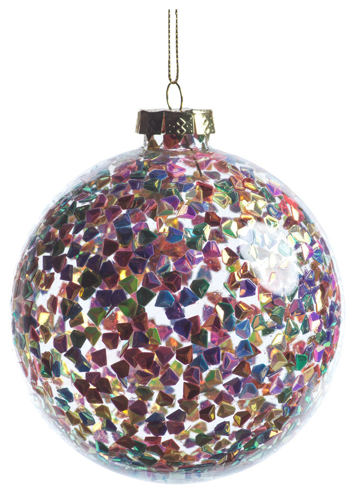 Pentagon Multicolor Sequin Ball Ornaments, Set of 6, 4"