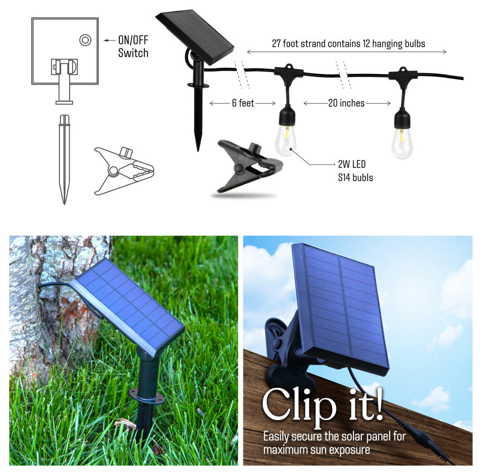 Ambience Pro, Weatherproof, Solar Outdoor String Lights, 1W, 3000K, 24'