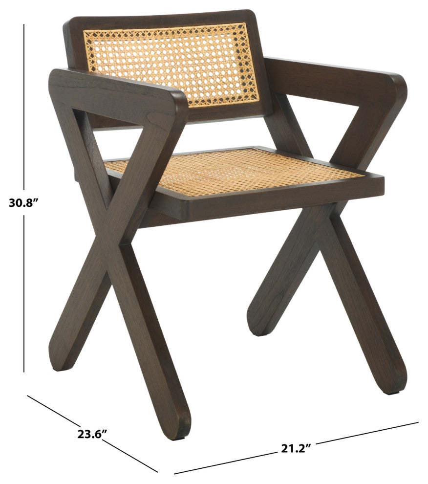 Safavieh Couture Tyrrell Rattan Dining Chair, Walnut/Natural