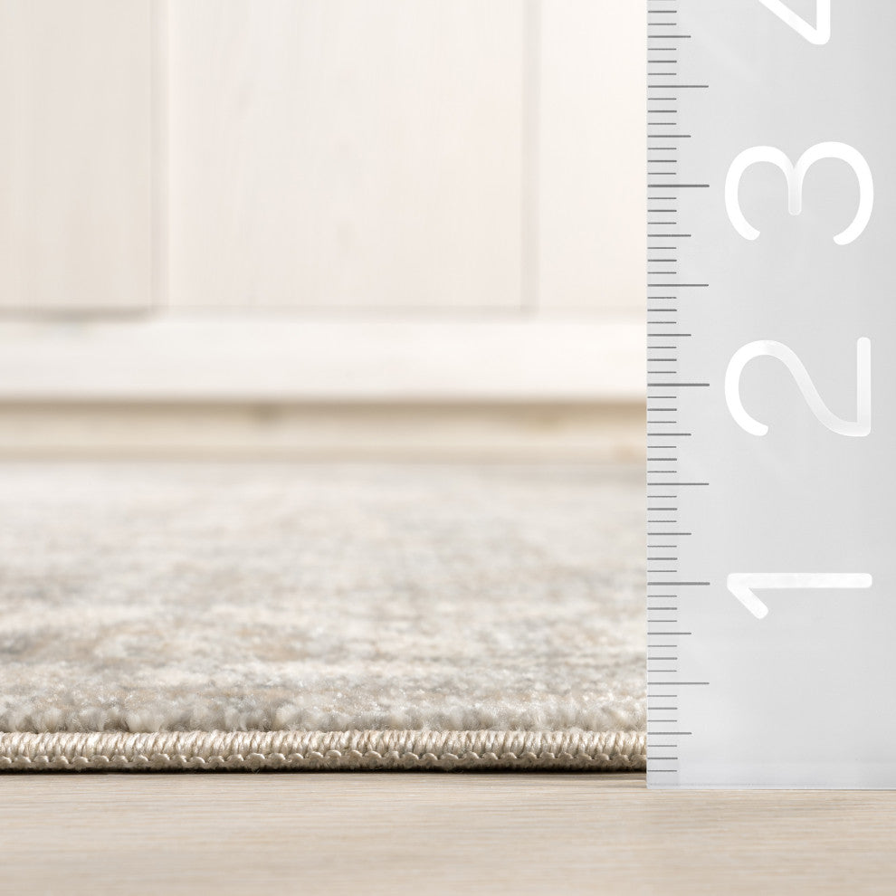 Nuloom Ehtel Medallion Fringe Traditional Area Rug, Neutral 2'x3'