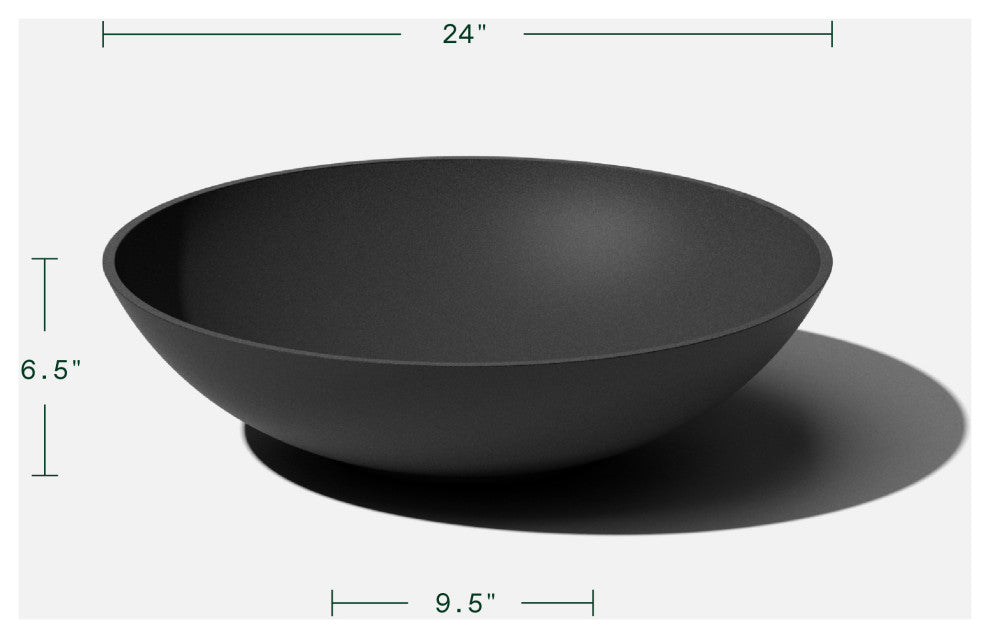 Lane Round Planter Bowl, Black, 24'', 1 Pack