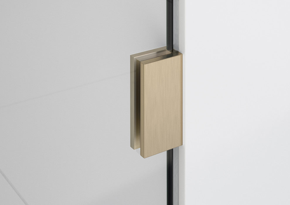 78"x60" Frameless Shower Door, Wall Hinge, Brushed Bronze