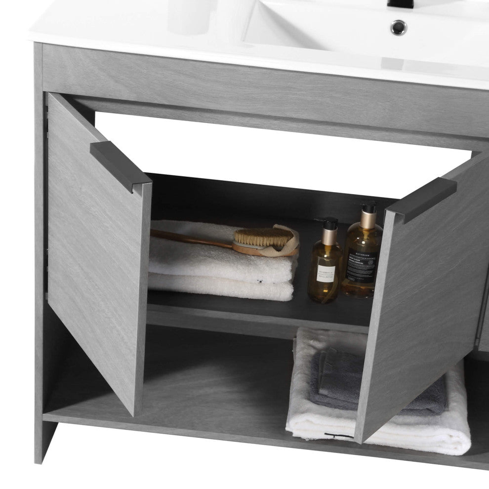 Phoenix Bath Vanity With Ceramic Sink - Full Assembly Required, Classic Grey, 48 Inch