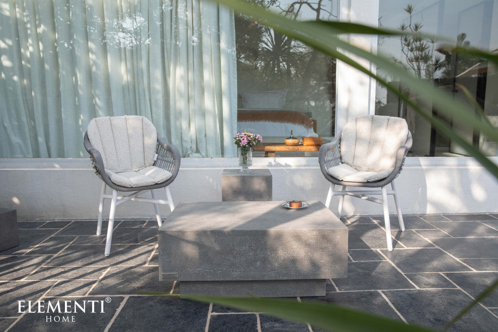 Tevere 40" Square Concrete Coffee Table, Space Grey