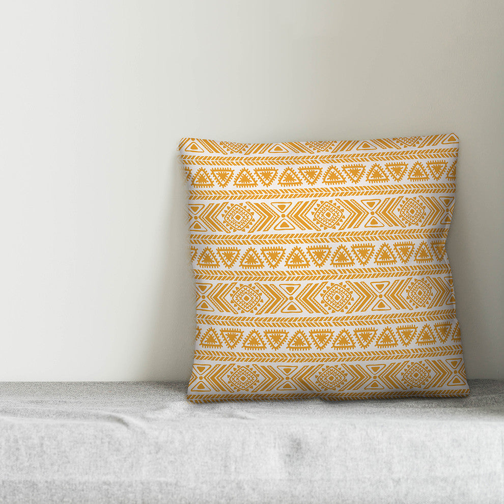 Yellow Tribal Pattern 18x18 Throw Pillow