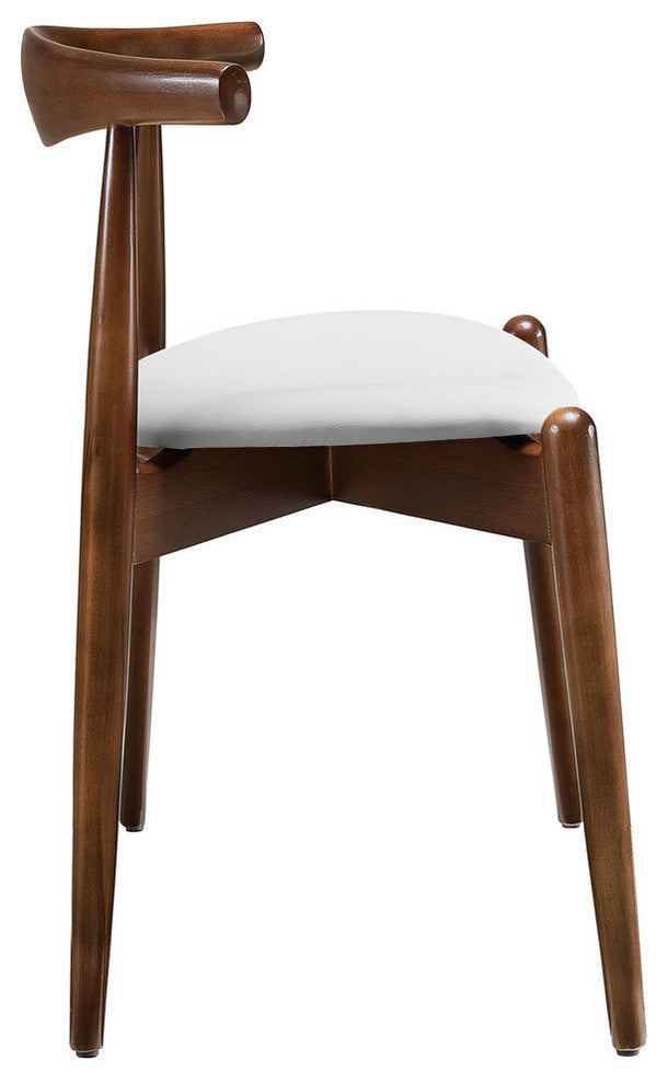 Modern Contemporary Kitchen Wood Dining Side Chairs Set of 4 Walnut White