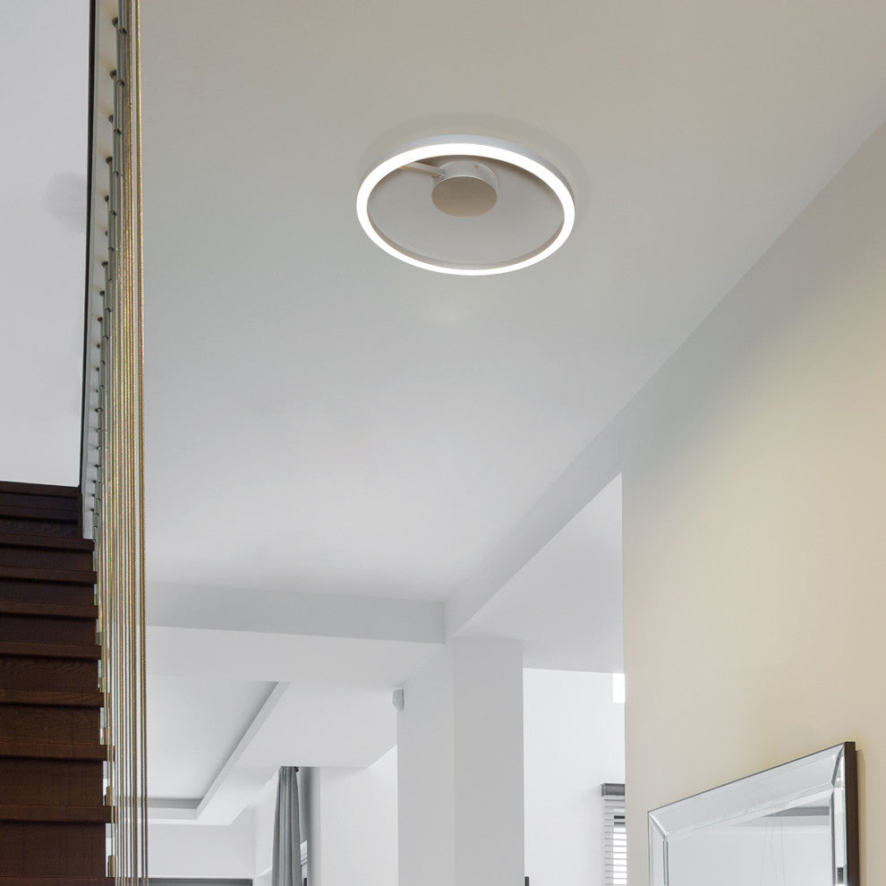 Zuben Circular ETL Certified Integrated LED Ceiling Light, Silver, 20"