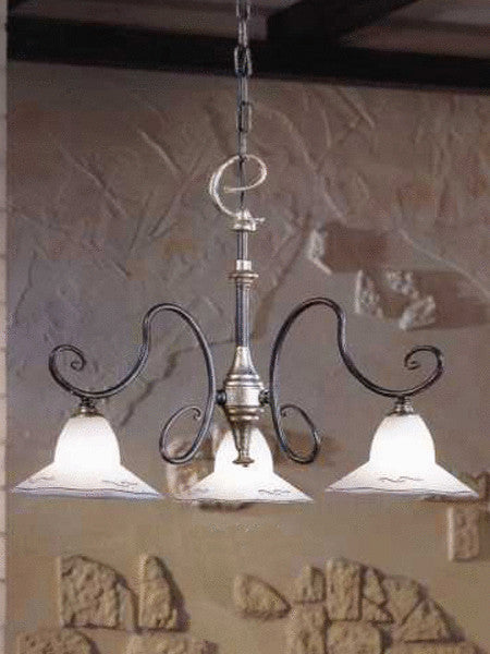 Country Line 1842 Chandelier, Verdigris And Rust, Satin Amber