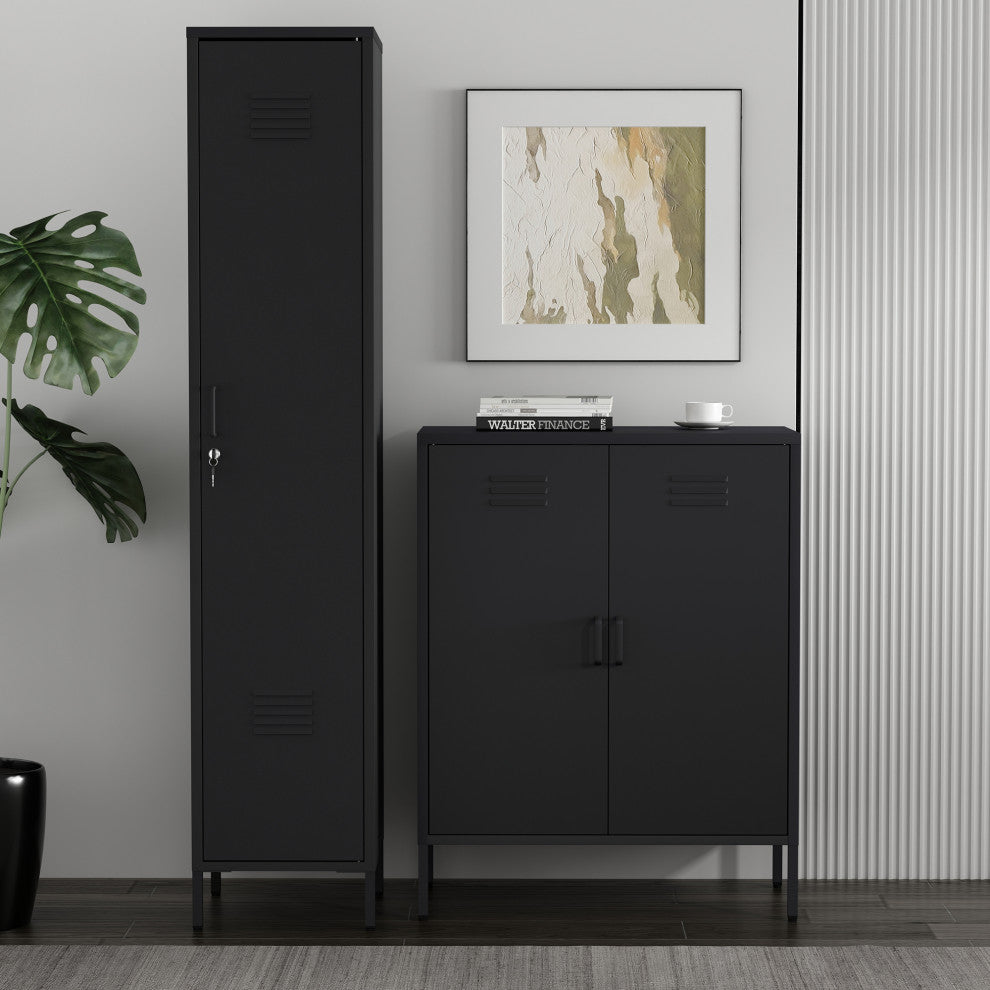 Manhattan Comfort 2-Piece Naomi Accent Cabinet and Storage Cabinet