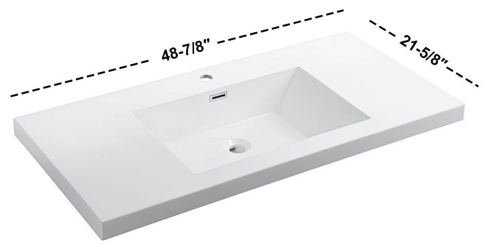 Dowell 22" FTB Resin Bathroom Vanity Basin, White, 49wx22dx6h 1-Sink