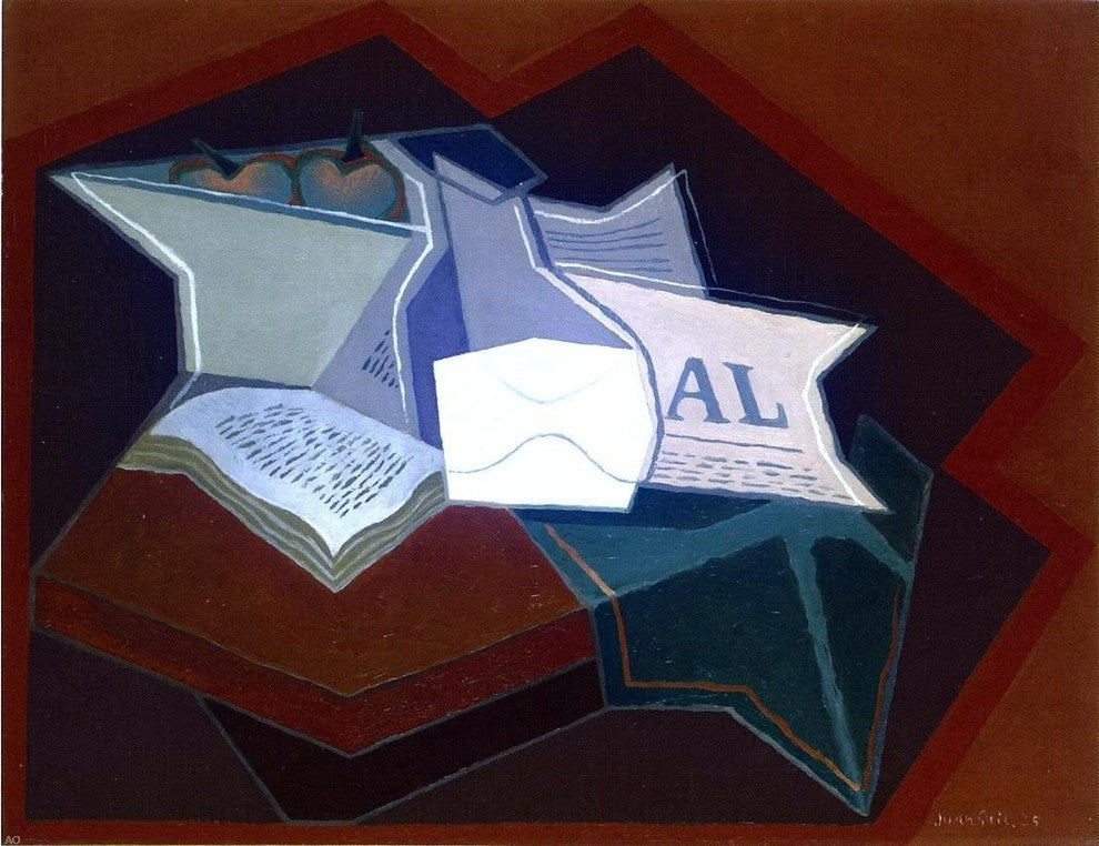 Juan Gris Compotier, Carafe and Open Book - 21" x 28" Premium Canvas Print