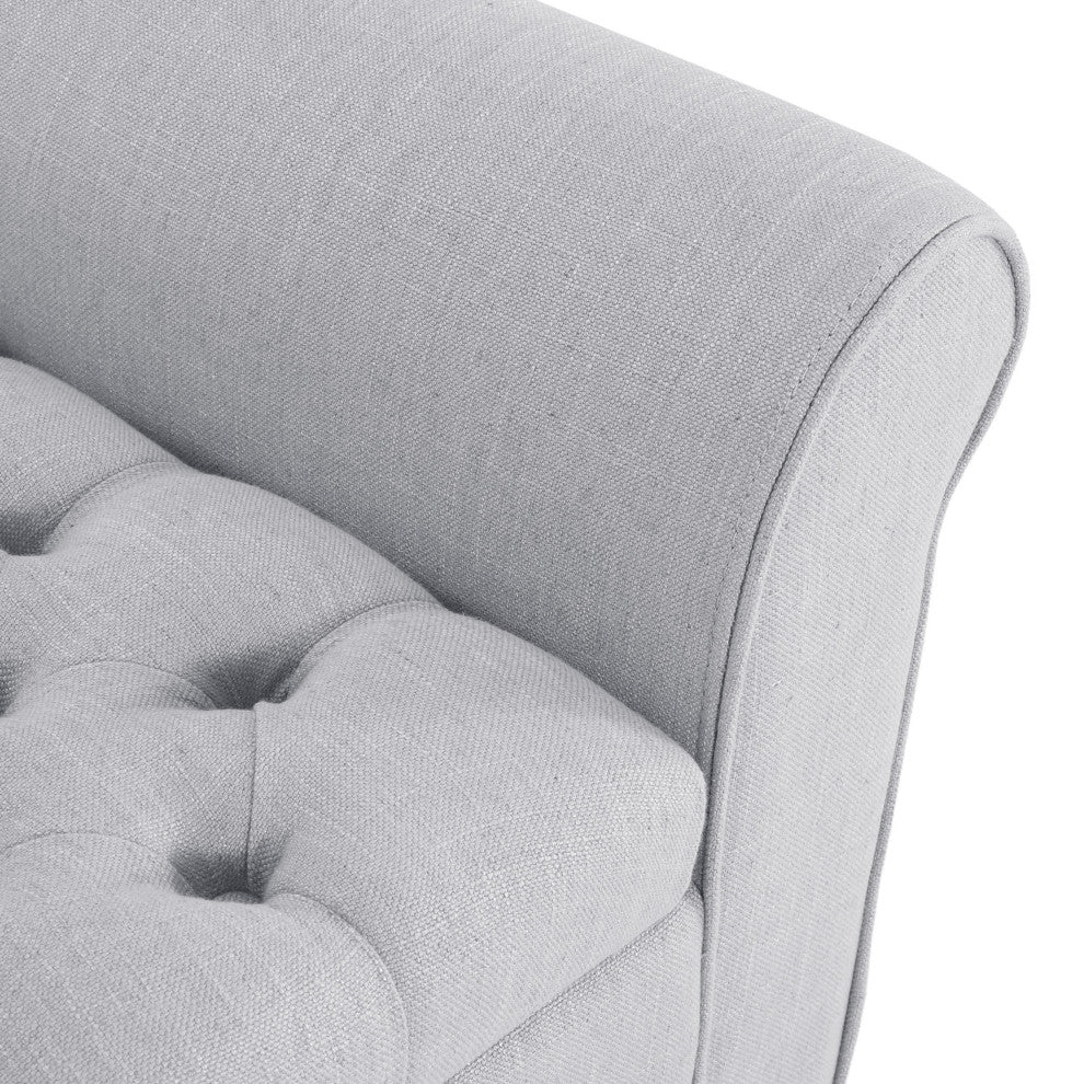GDF Studio Keiko Contemporary Rolled Arm Storage Ottoman Bench, Light Gray/Gray