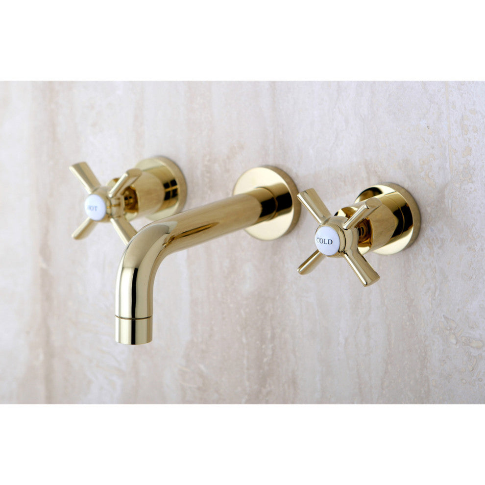 Kingston Brass Two-Handle Wall Mount Bathroom Faucet, Polished Brass