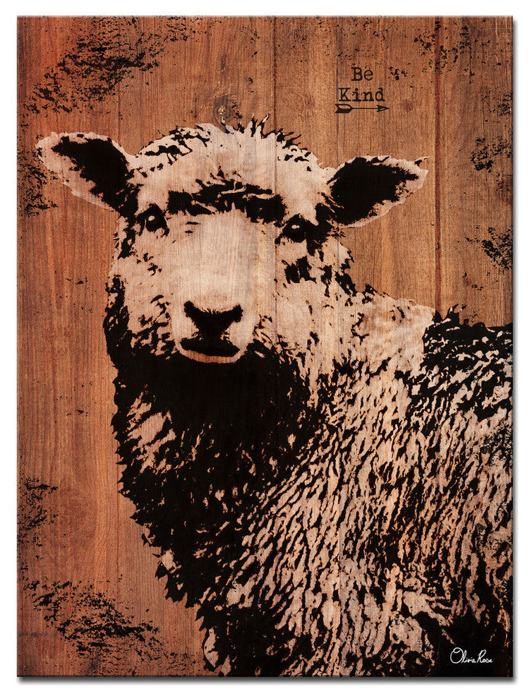 Ready2HangArt Farmhouse 'Sheep' Wrapped Canvas Animal Wall Art, 20"x30"