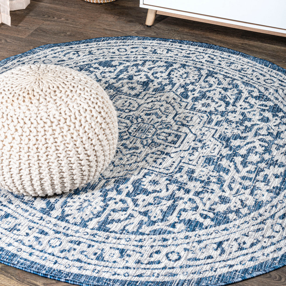 Sinjuri Medallion Textured Weave Indoor/Outdoor Area Rug