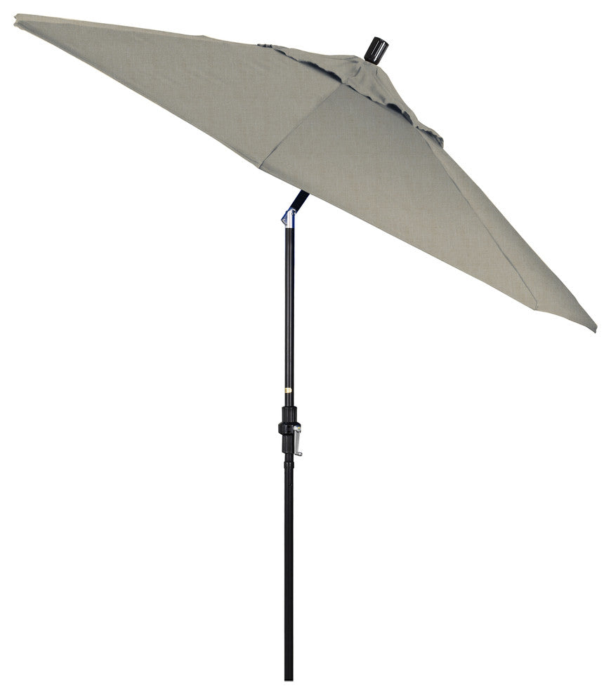 9' Matted Black Collar Tilt Lift Fiberglass Rib Aluminum Umbrella, Sunbrella, Spectrum Dove