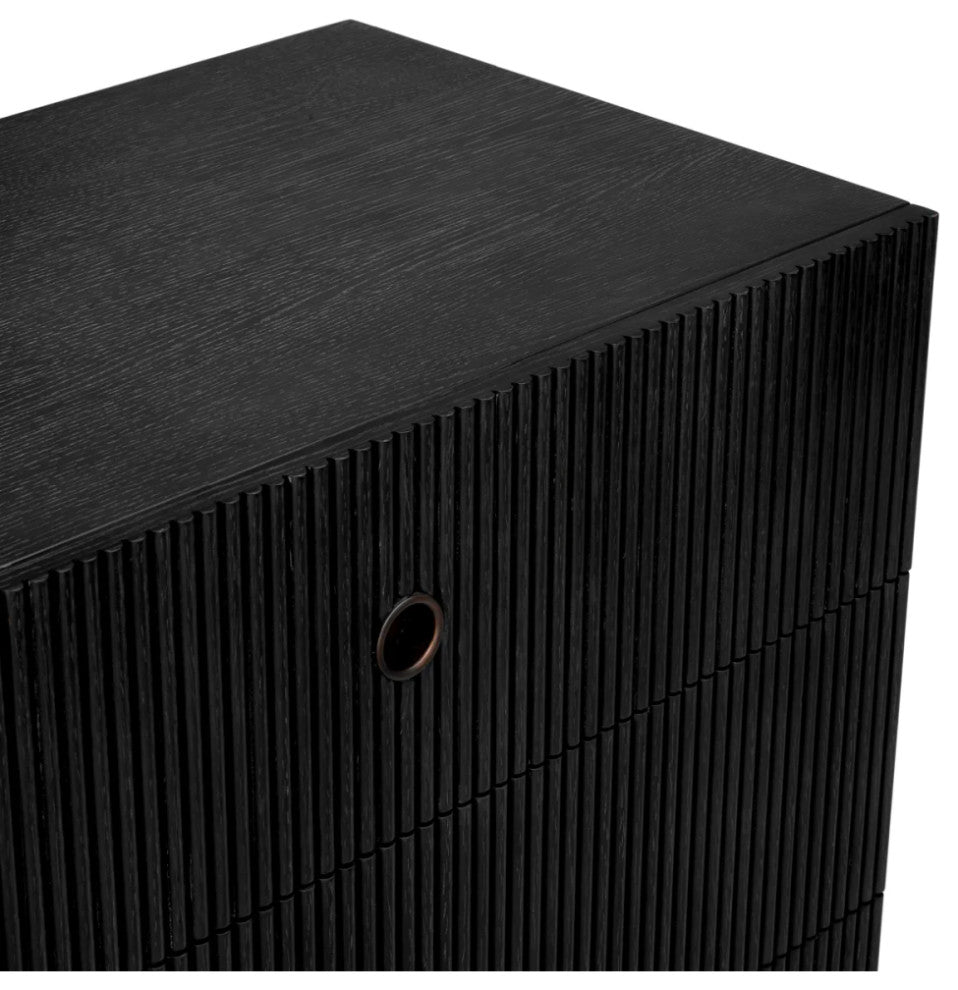 Ribbed Wood 6-Drawer Chest, Eichholtz Dimitrios, Black