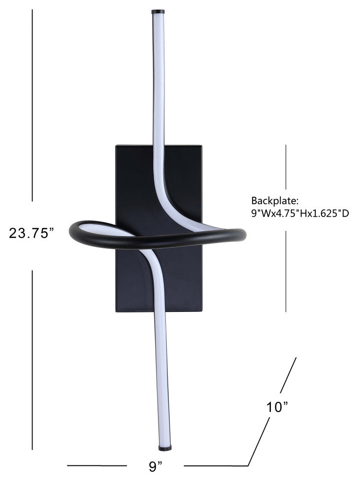 Sketch 9" Minimalist Metal Integrated LED Vanity Light Sconce, Black