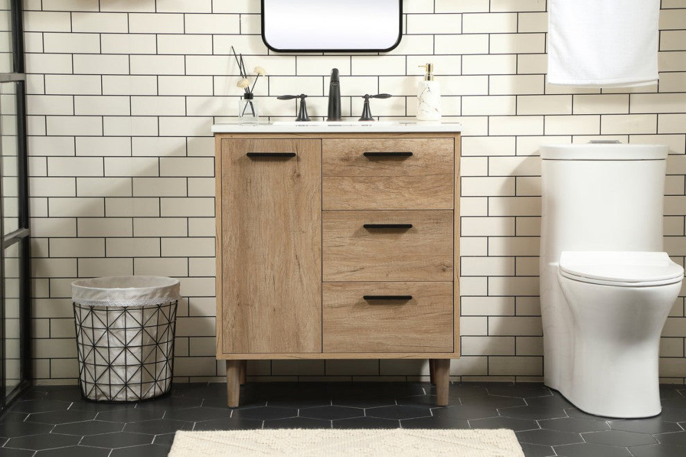 Bailey 19" Modern Natural Oak-Light Bathroom Vanity