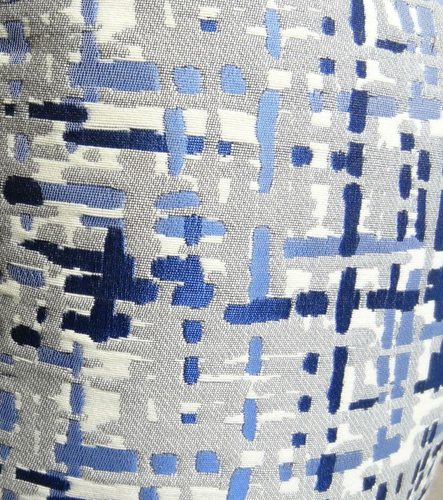 Tierra Monte Plaid Navy Blue and Gray Handmade Luxury Pillow, 24"x24"