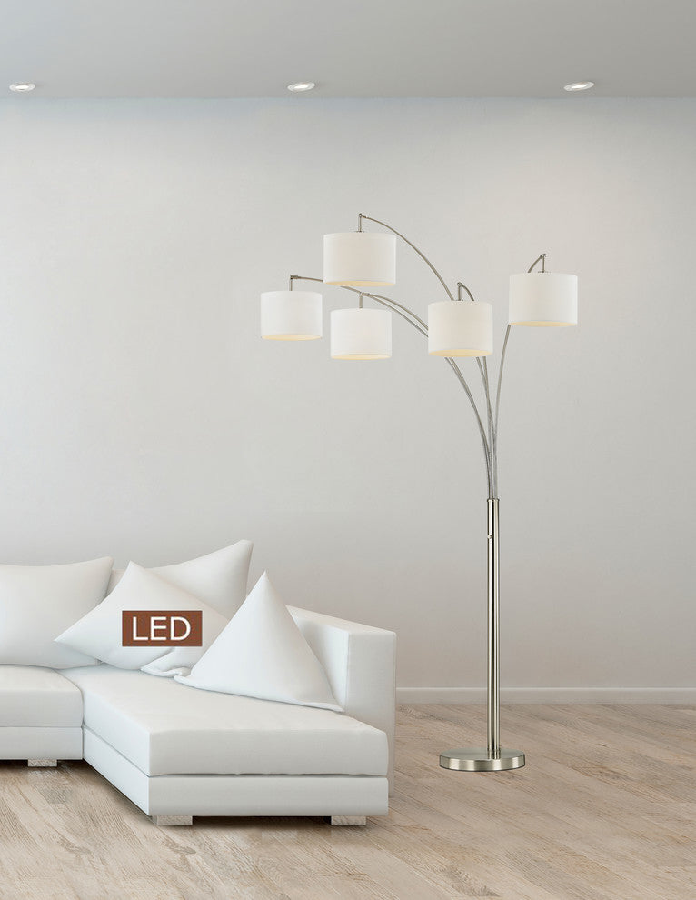 Lucianna 83" 5-Arch LED Floor Lamp With Dimmer, Brushed Steel
