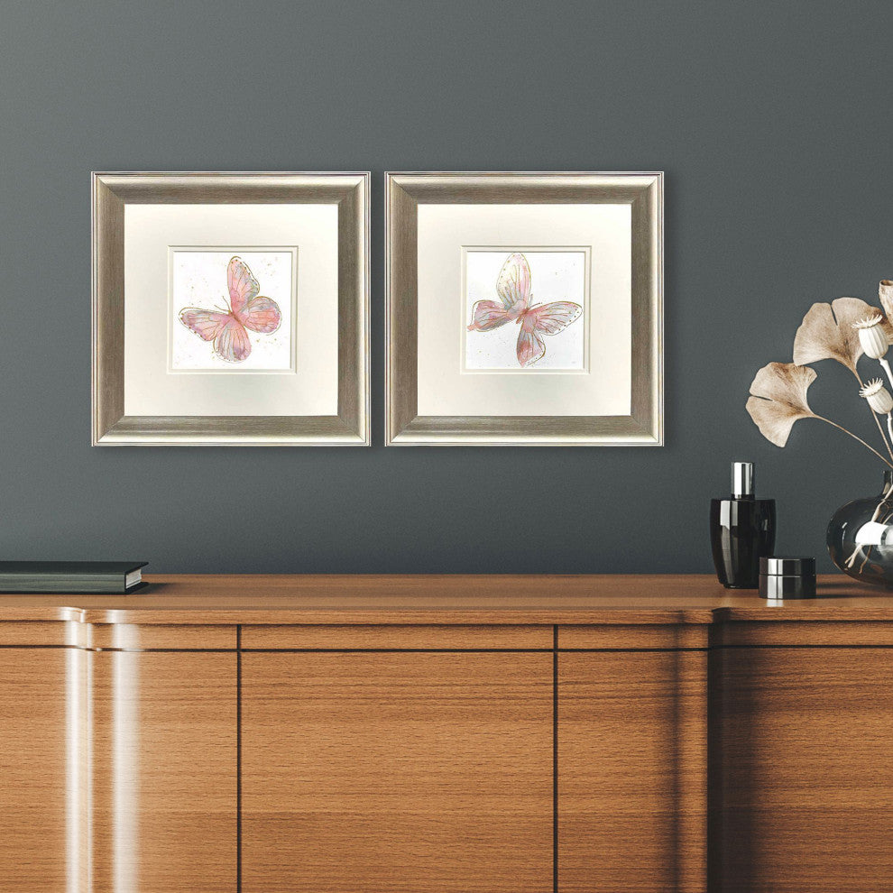 Blush Butterfly Framed Art, 2-Piece Set