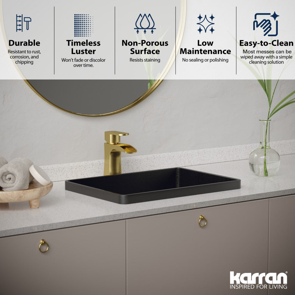Karran Cinox Stainless Steel Rectangular Drop In Sink, Gunmetal Grey