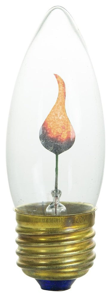 Sunlite 3 Watt Chandelier Flicker, Medium Base, Clear Orange, 25 Pack