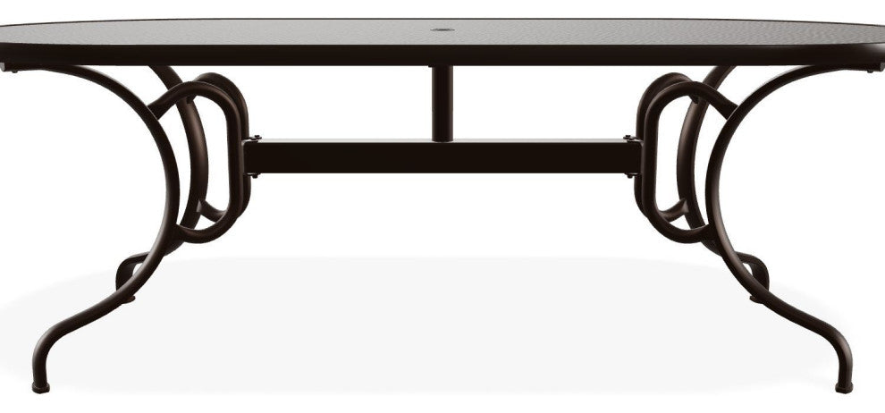 42" x 84" Oval Hammered Outdoor Dining Table with Umbrella Hole, Kona