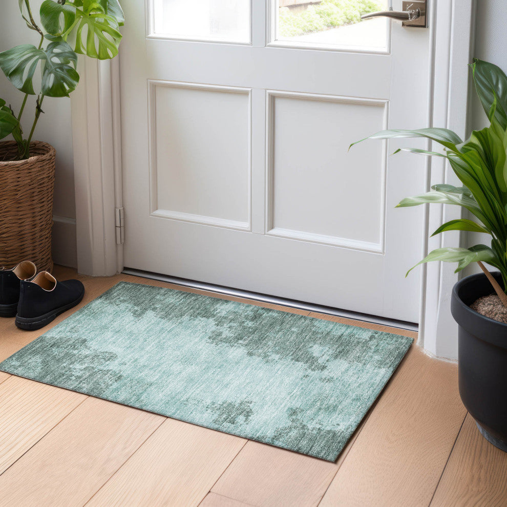 Machine Washable Indoor/Outdoor Chantille ACN1902 Teal 1'8" x 2'6" Rug